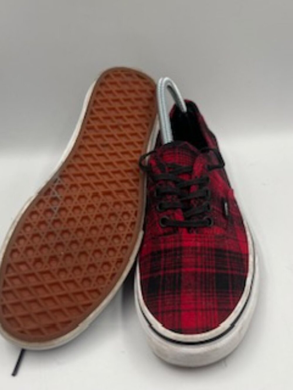 Vans Authentic Flannel Sneakers Unisex W8 M6.5 Red & Black Plaid low top lace up - Picture 9 of 9